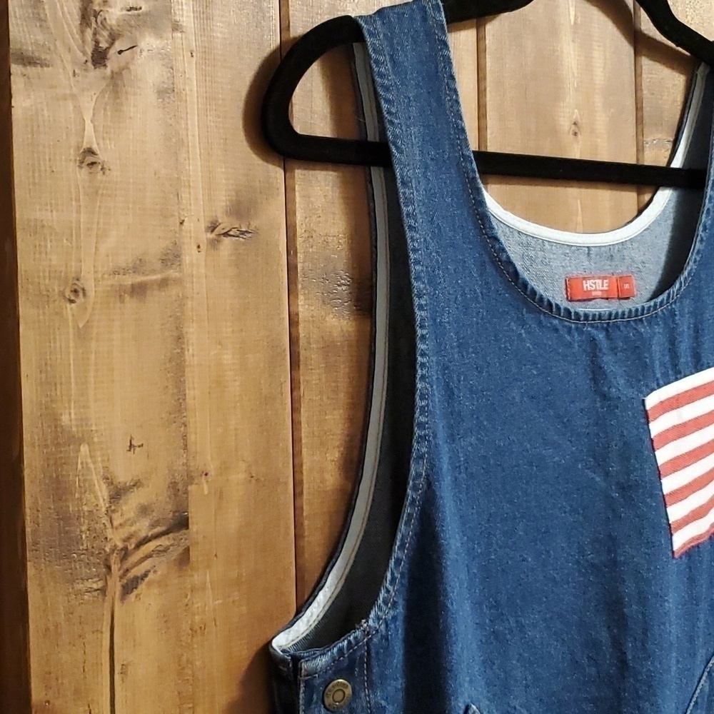 HSTYLE Korean Denim Side Snap Embroidered Patches Mini Dress Size Small - Picture 6 of 13